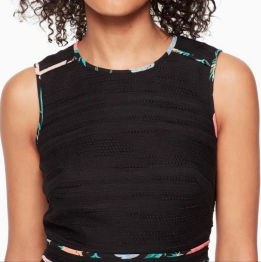 KATE SPADE New York Floral Blossom Trim Tweed Black Dress Women's Size 0 LBD EUC